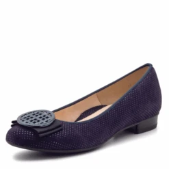 Ara Women’s Bambi Flat Midnight Blue “Puntikid” Pin Dot Suede