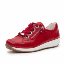 Ara Women’s Ollie Side Zip Lace Sneaker Red