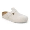 Birkenstock Boston Soft-Footbed Antique White Suede -Lauries Shoes Store Birkenstock Boston Soft Footbed Antique White Suede