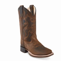 Old West Kid’s Classic Leather Cowboy Boot Brown