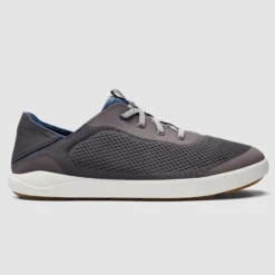 Olukai Men’s Moku Pae No Tie Boat Shoe Pavement/Blue