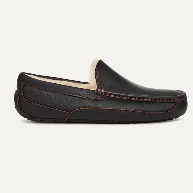 UGG Men’s Ascot Slipper Dark Spice Leather 3 UGG Men’s Ascot Slipper Dark Spice Leather